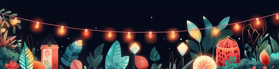 illustration, light for summer party decoration, website headers, ai generative