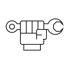 Hand with key flat icon. 1st May Worker s Day.