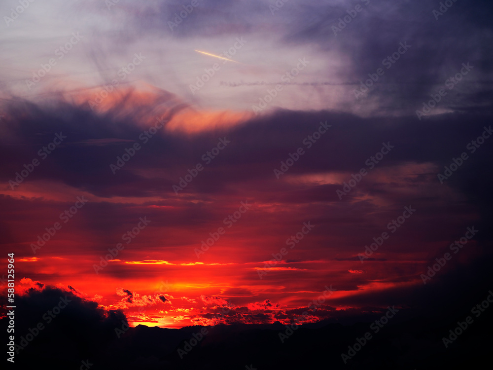 Wall mural sunset light in the dolomites, italy, europe