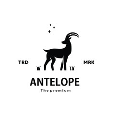 vintage retro hipster antelope logo vector silhouette art icon