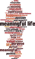 Obraz premium Meaningful life word cloud concept. Collage made of words about meaningful life. Vector illustration 
