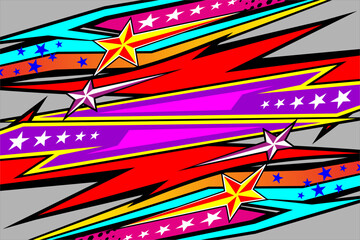design vector racing background with a unique and cool line pattern with a star effect and with a mix of bright colors