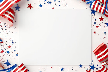 Abstract red white and blue patriotic background with copy space created with Generative AI technology - obrazy, fototapety, plakaty