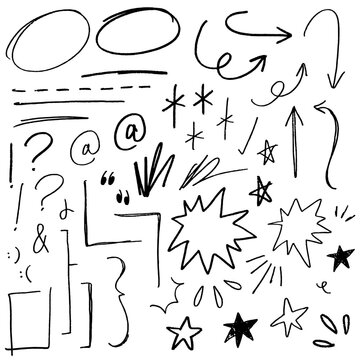 hand drawn doodle element & symbol set