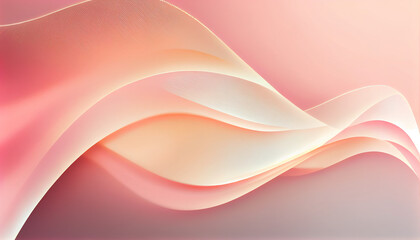 Abstract Shiny neon glass translucent wavy composition with gradient transition, pink beige elegant clean background - generative AI.