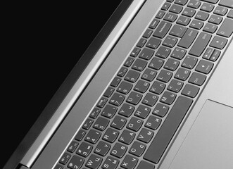 Laptop keyboard close up