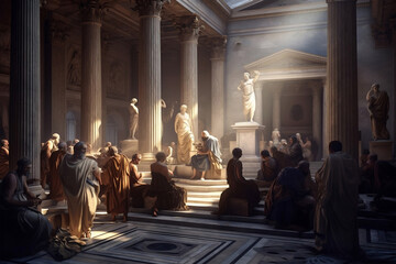 Greek philosophers discussing, generative ai