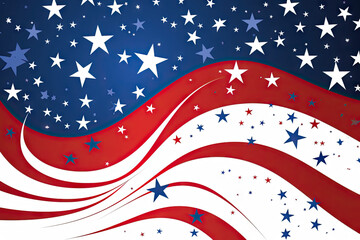 Abstract red white and blue patriotic background created with Generative AI technology