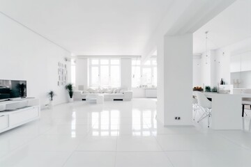 interior vase living apartment dining panorama panoramic step home wall white hall d. Generative AI.