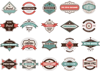 Fotobehang Vintage emblems. Retro premium badges collection set recent vector template with place for text © ONYXprj