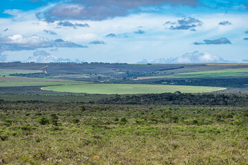 Round agricultural fields between Ibicoara and Mucuge in the Chapada Diamantina National Park, Bahia, Brazil