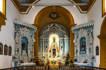 Fototapeta na wymiar Inside Nossa Senhora das Necessidades, church of our lady of needs at Santo Antonio de Lisboa, Florianopolis in Brazil