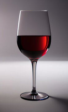 Elegant and aesthetic single glass with red wine on a white background, created with AI
