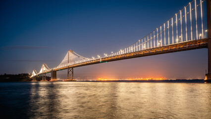 Naklejka na ściany i meble San Francisco – Oakland Bay Bridge at night long exposure