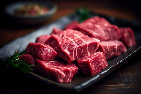 Viande &agrave; barbecue, boeuf cru, grillade. G&eacute;n&eacute;rative IA.