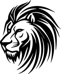 ﻿Logo of a lion in black and white, simple vector design.
