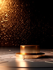 podium for luxurious product presentation and advertising in a shiny and minimal environment 