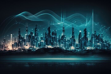 Fototapeta na wymiar Connected City: Technology and Big Data Integration Concept. Generative AI