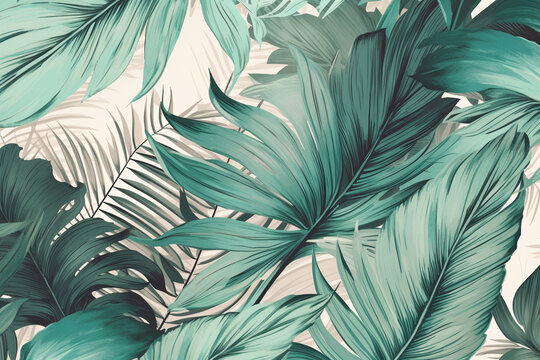  tropical pattern with green phoenix palm leaves.Created using generative AI tools.