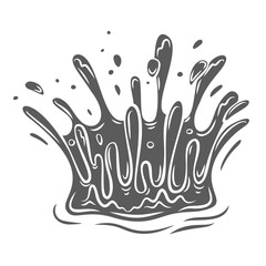 Water splash glyph icon vector illustration. Stamp of splatters from falling object into liquid with concentric ripples, water spray and swirl, motion crown of droplets and bubbles after burst