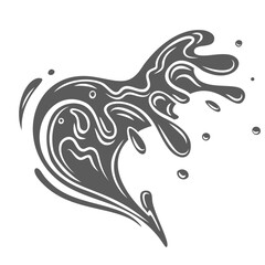 Water splash of waves glyph icon vector illustration. Stamp of curve sea or ocean surf, foam tide with fresh fizzy droplets, splatters and drips of wavy liquid spray, swirl of water stream in storm