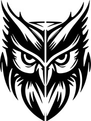 ﻿Owl logo in black and white, a simple vector image.
