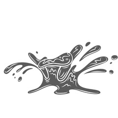 Falling water splash glyph icon vector illustration. Stamp of crown from liquid drops and bubbles, splatters and droplets of soda drink or clean rain water spray, fresh aqua splats fall on wet surface