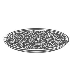 Chili con carne glyph icon vector illustration. Stamp of Mexican spicy stew with chili peppers and beans, meat and tomatoes, delicious beef soup in bowl and hot meal from restaurant menu in Mexico