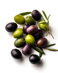 olives one the white background - created with Generative AI technology 