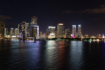 Fototapeta na wymiar miami metropolis skyline at night. miami metropolis skyline in florida. miami metropolis skyline