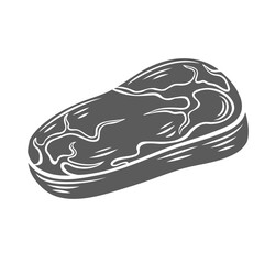 Sirloin glyph icon vector illustration. Stamp of raw marble beef steak, wagyu cow meat slice with streaks of fat pattern for cooking beefsteak in steakhouse restaurant, fresh sirloin piece for grill