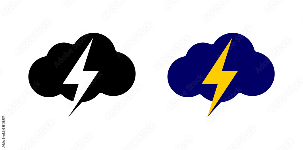 Wall mural Thunder Cloud Storm Weather Symbol Sign Icon Vector Illustration