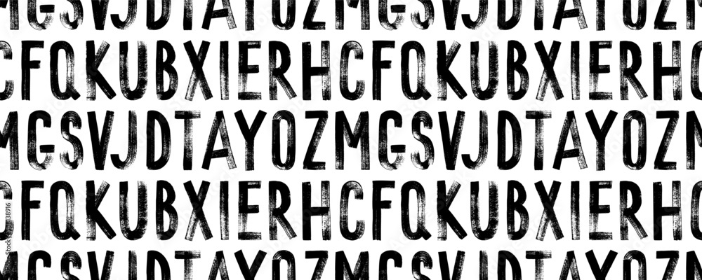 Fototapete seamless pattern with grunge alphabet uppercase letters. hand drawn capital letters. typographic dis