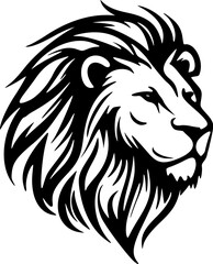 Fototapeta na wymiar ﻿A black and white vector logo of a lion, simple in design.