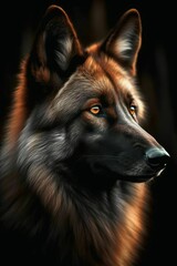 portrait of a dog, close up of a dog isolated on black background