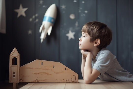 Generative ai: child dreaming of going to space