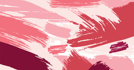 Brush stroke hand draw abstract background pink, red, brown palette colours. Vector stock illustration for presentation, invitation, social media spring and summer design.