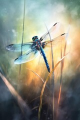 Watercolor dragonfly on grass Dragonfly and grass artwork Dragonfly and grass painting Dragonfly and grass illustration Dragonfly and grass nature art
created using generative AI - obrazy, fototapety, plakaty