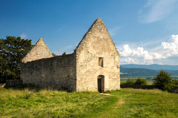 Fototapeta premium Ruins of a Romanesque church in Haluzice, Slovakia, Europe