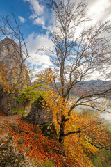 Mountain landscape during autumn morning. The Sulov Rocks, national nature reserve in northwest of Slovakia, Europe.