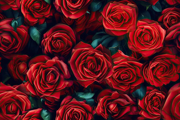 Tile Seamless Full Red Roses - Generative AI
