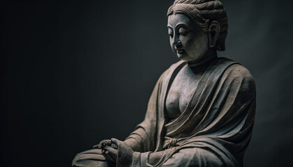 Fototapeta na wymiar Serene monk meditates, ancient wisdom endures time generated by AI