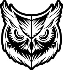 ﻿Vector logo of an owl in black and white with a minimalist design.