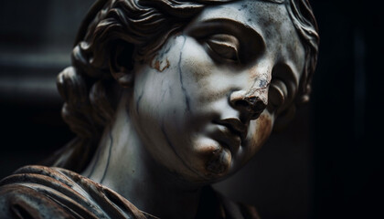 Grief and prayer captured in ancient statue generated by AI