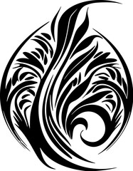﻿Tattoo design featuring black and white Polynesian imagery.