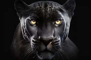 Foto op Plexiglas black panther face on black background © Melinda Nagy