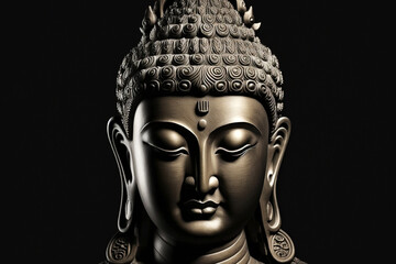 buddha face on black background - obrazy, fototapety, plakaty
