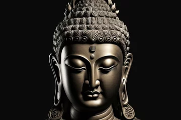 Gartenposter buddha face on black background © Melinda Nagy