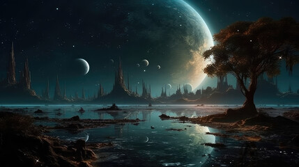 Space wallpaper with calming colors