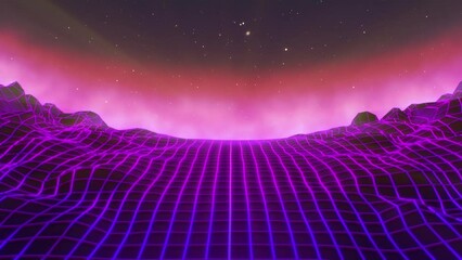 Retro Stars Synth-Style VJ Music Background Loop. The perfect accompaniment for your DJ sets live performances, or music videos, creating a captivating atmosphere inspired by vintage electronic music.